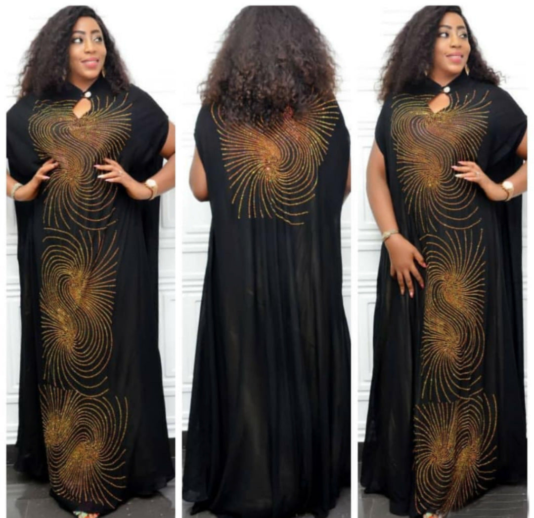 Cross-border supply of small collar whirlwind personality hot drilling fashion loose dress African women's dress clearance