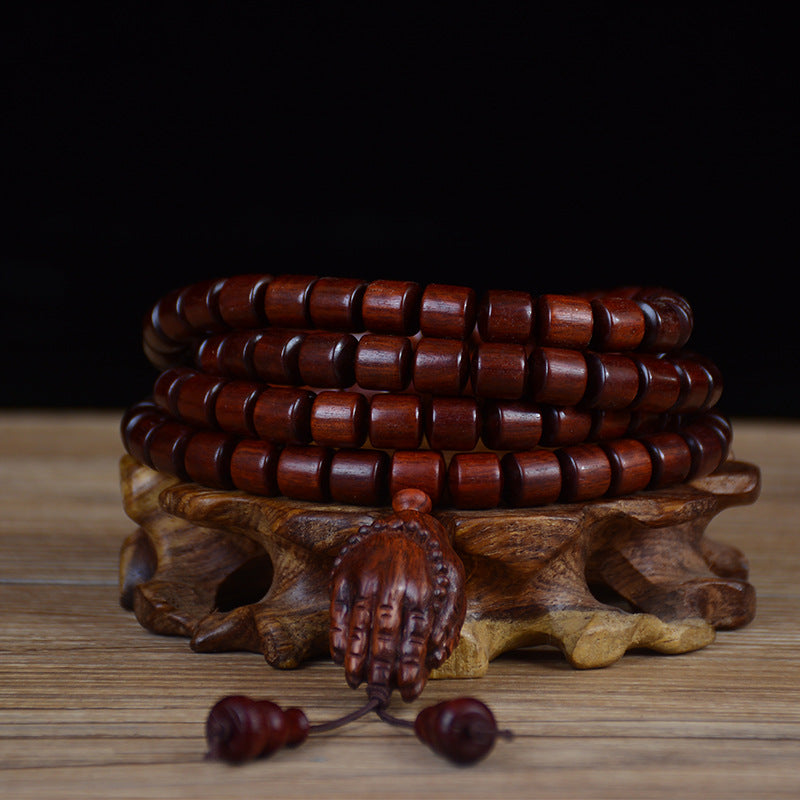Zambia Small-Leaf Rosewood Blood Sandalwood Barrel Beads Bracelet Sweater Chain Unisex Buddhist Prayer Beads High-Density Old Material Cultural Goods Wholesale