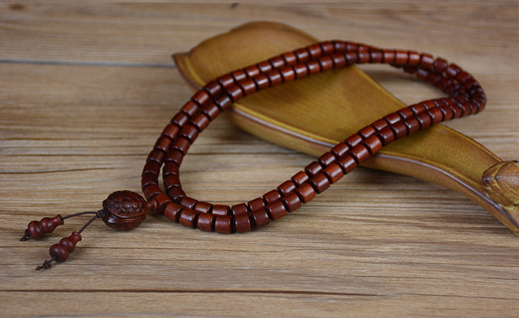 Zambia Small-Leaf Rosewood Blood Sandalwood Barrel Beads Bracelet Sweater Chain Unisex Buddhist Prayer Beads High-Density Old Material Cultural Goods Wholesale