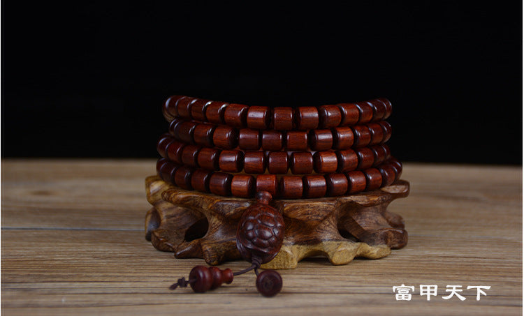 Zambia Small-Leaf Rosewood Blood Sandalwood Barrel Beads Bracelet Sweater Chain Unisex Buddhist Prayer Beads High-Density Old Material Cultural Goods Wholesale