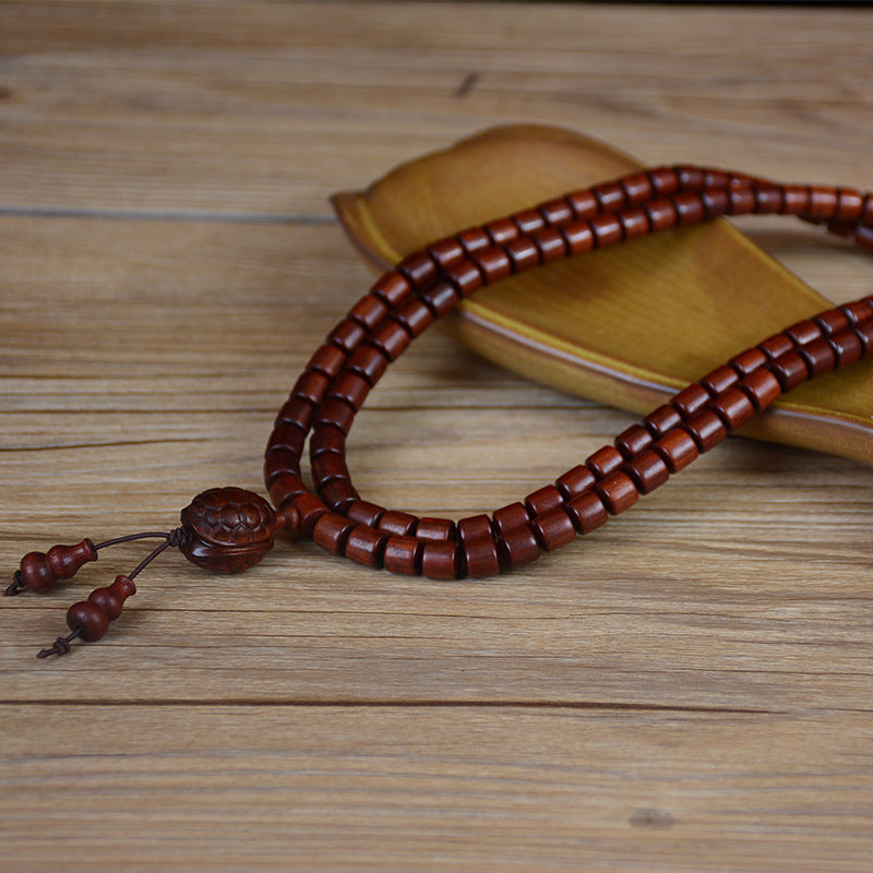 Zambia Small-Leaf Rosewood Blood Sandalwood Barrel Beads Bracelet Sweater Chain Unisex Buddhist Prayer Beads High-Density Old Material Cultural Goods Wholesale