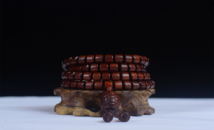 Zambia Small-Leaf Rosewood Blood Sandalwood Barrel Beads Bracelet Sweater Chain Unisex Buddhist Prayer Beads High-Density Old Material Cultural Goods Wholesale