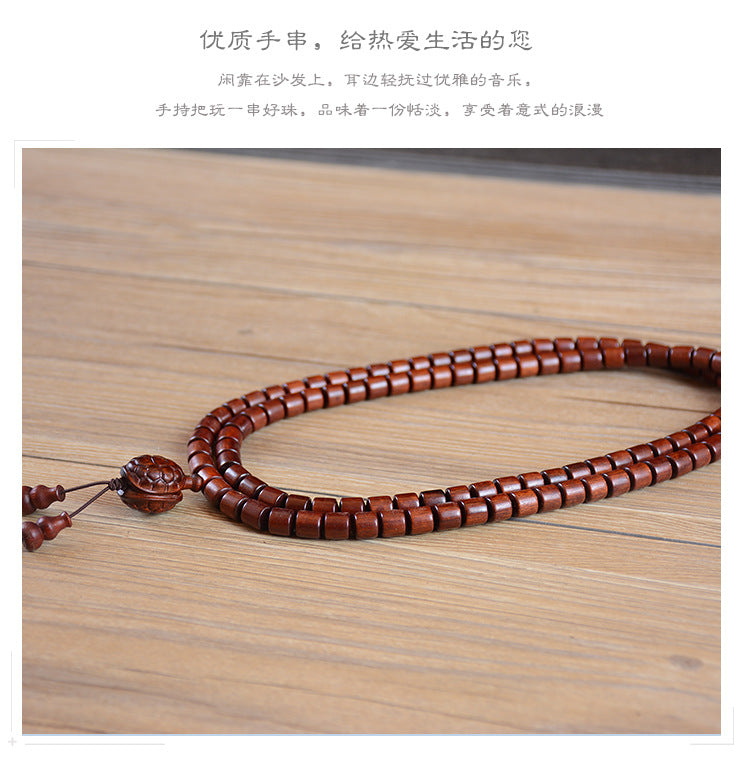 Zambia Small-Leaf Rosewood Blood Sandalwood Barrel Beads Bracelet Sweater Chain Unisex Buddhist Prayer Beads High-Density Old Material Cultural Goods Wholesale