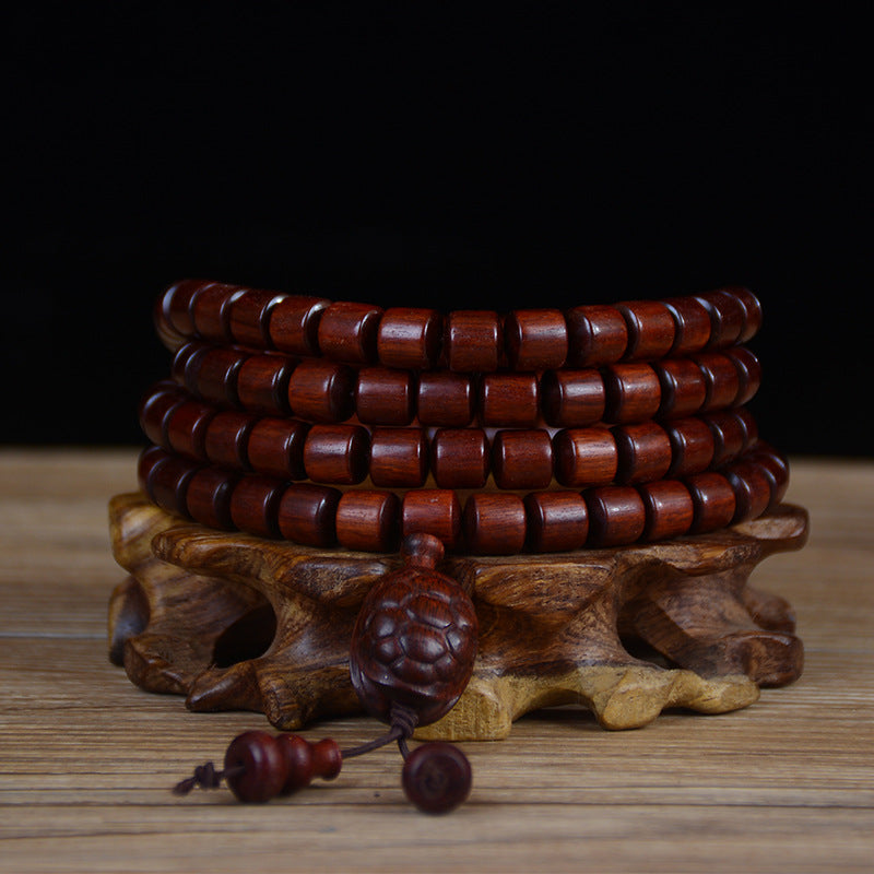 Zambia Small-Leaf Rosewood Blood Sandalwood Barrel Beads Bracelet Sweater Chain Unisex Buddhist Prayer Beads High-Density Old Material Cultural Goods Wholesale