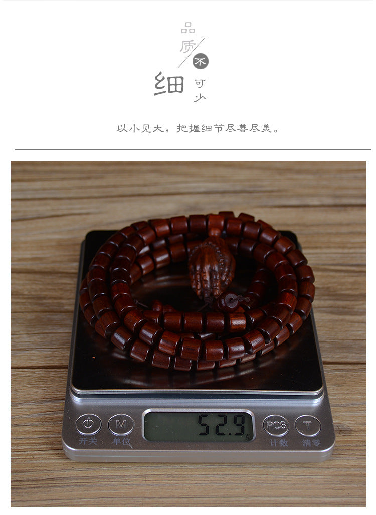 Zambia Small-Leaf Rosewood Blood Sandalwood Barrel Beads Bracelet Sweater Chain Unisex Buddhist Prayer Beads High-Density Old Material Cultural Goods Wholesale