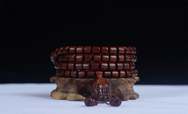 Zambia Small-Leaf Rosewood Blood Sandalwood Barrel Beads Bracelet Sweater Chain Unisex Buddhist Prayer Beads High-Density Old Material Cultural Goods Wholesale