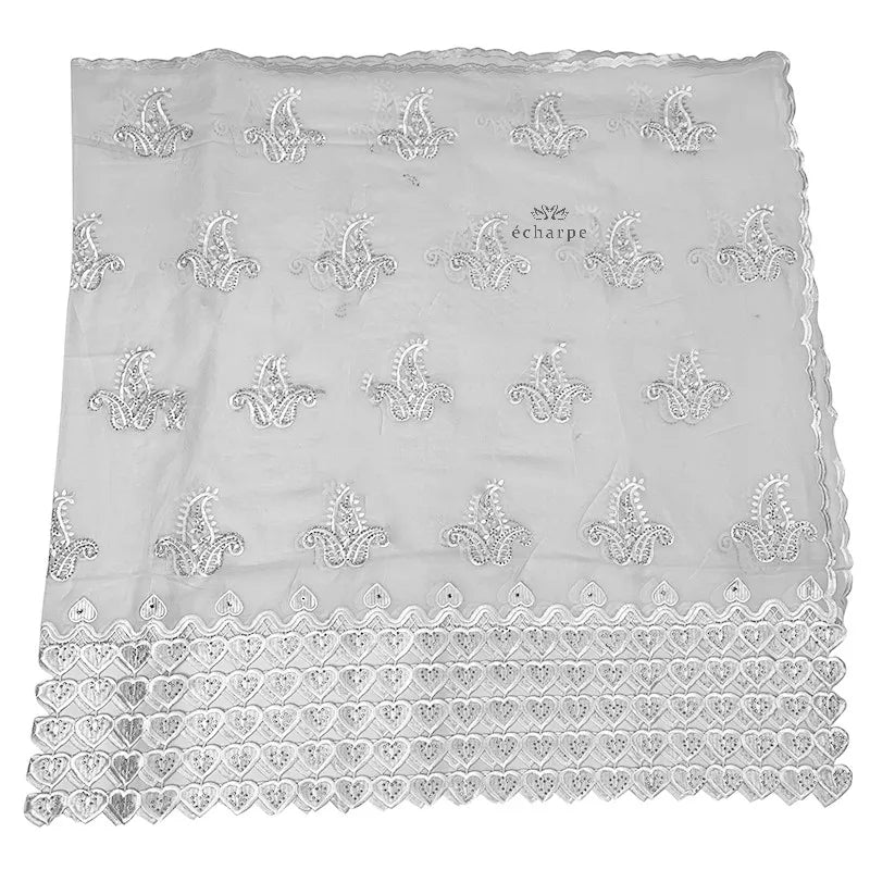 Écharpe de luxe de haute qualité 100% coton, écharpe islamique pour femmes africaines de Dubaï, motif LOVE brodé, dentelle chimique, 2 couleurs