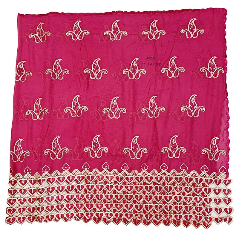 Écharpe de luxe de haute qualité 100% coton, écharpe islamique pour femmes africaines de Dubaï, motif LOVE brodé, dentelle chimique, 2 couleurs