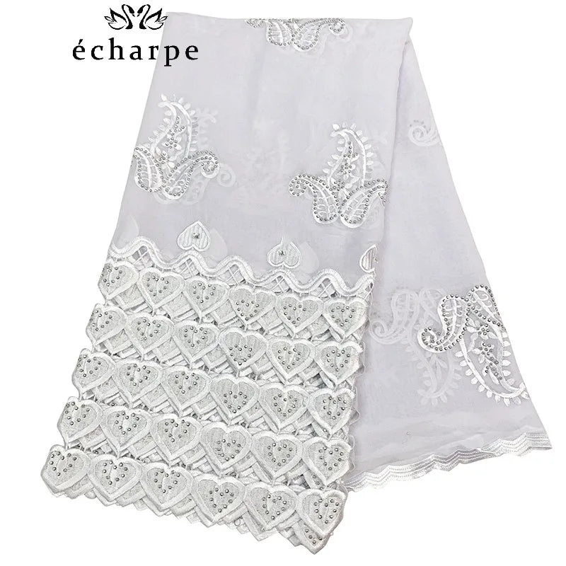 Écharpe de luxe de haute qualité 100% coton, écharpe islamique pour femmes africaines de Dubaï, motif LOVE brodé, dentelle chimique, 2 couleurs