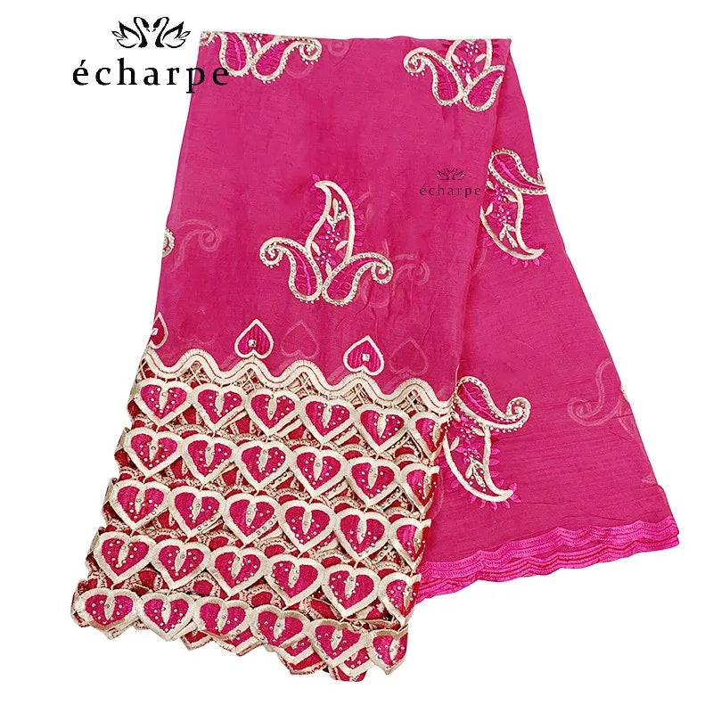 Écharpe de luxe de haute qualité 100% coton, écharpe islamique pour femmes africaines de Dubaï, motif LOVE brodé, dentelle chimique, 2 couleurs