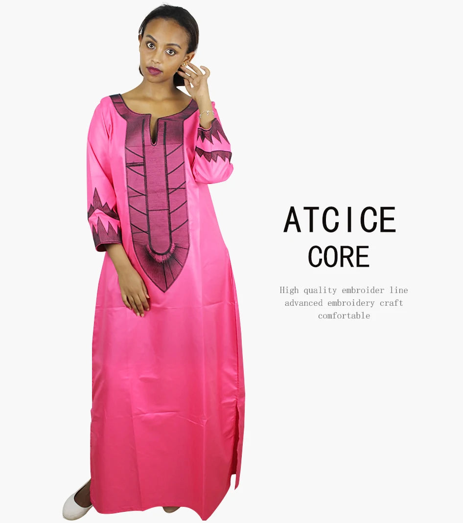 African Dresses For Woman Soft Material Embroidery Design Long Dress Without Scarf