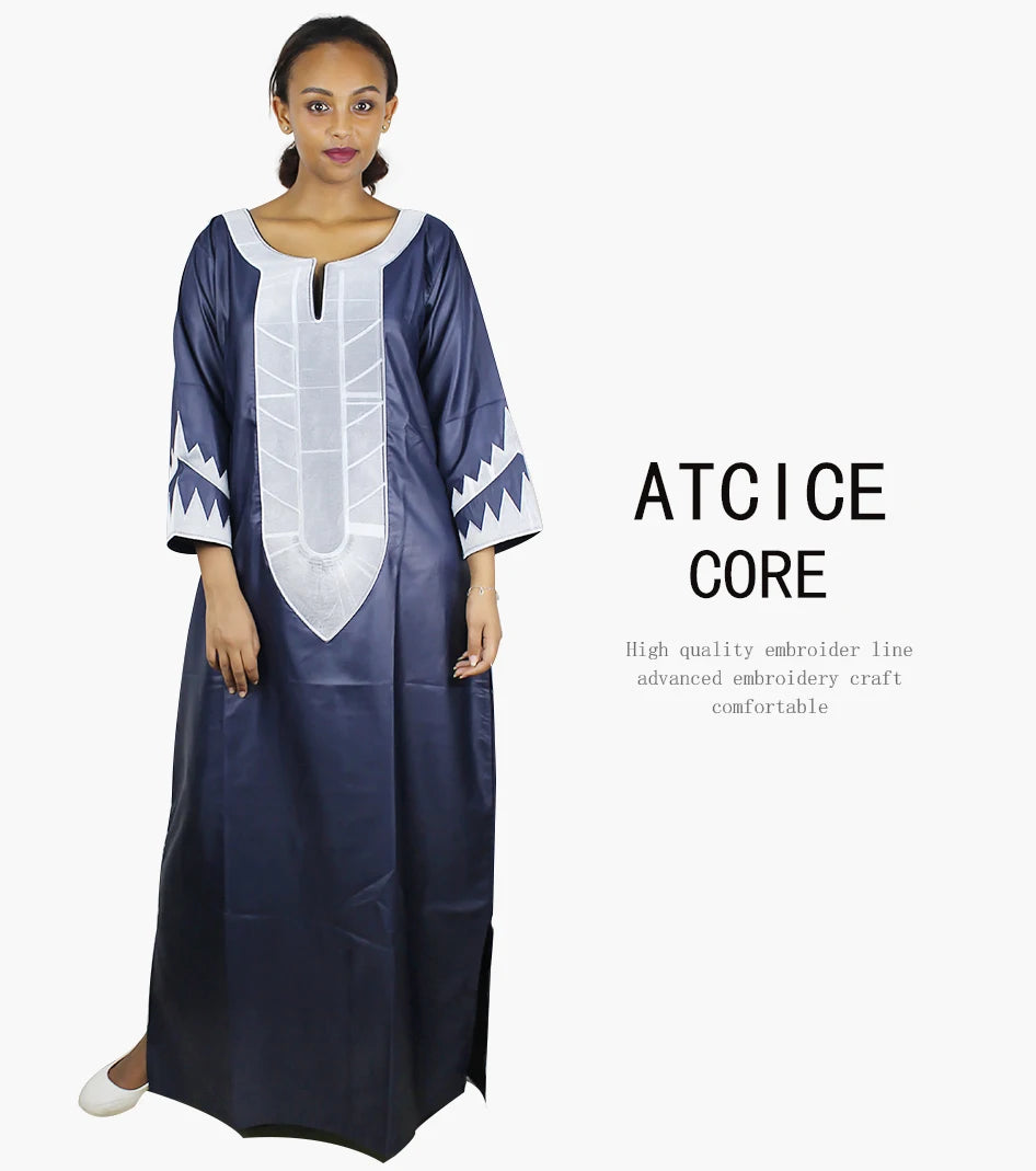 African Dresses For Woman Soft Material Embroidery Design Long Dress Without Scarf