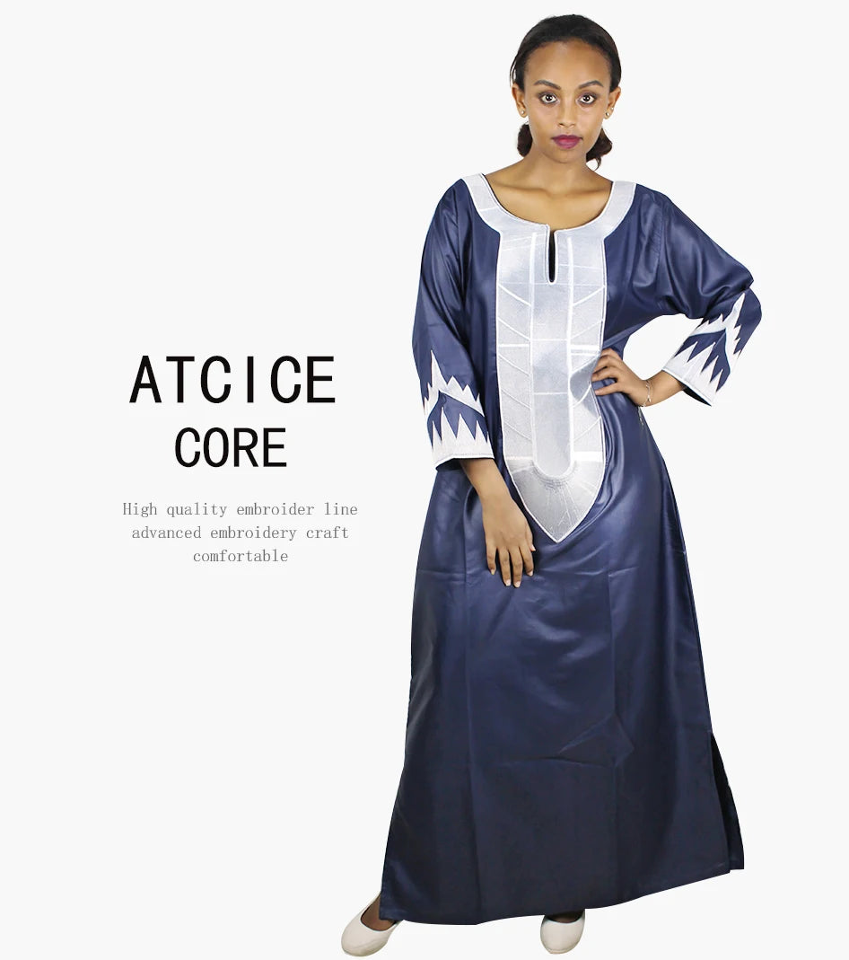 African Dresses For Woman Soft Material Embroidery Design Long Dress Without Scarf