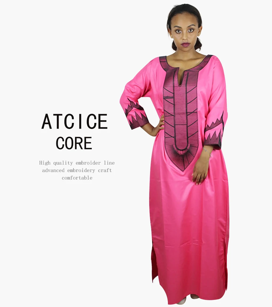 African Dresses For Woman Soft Material Embroidery Design Long Dress Without Scarf