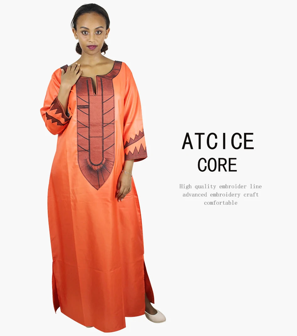 African Dresses For Woman Soft Material Embroidery Design Long Dress Without Scarf