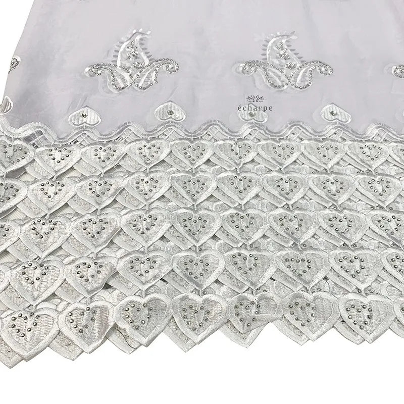 Écharpe de luxe de haute qualité 100% coton, écharpe islamique pour femmes africaines de Dubaï, motif LOVE brodé, dentelle chimique, 2 couleurs