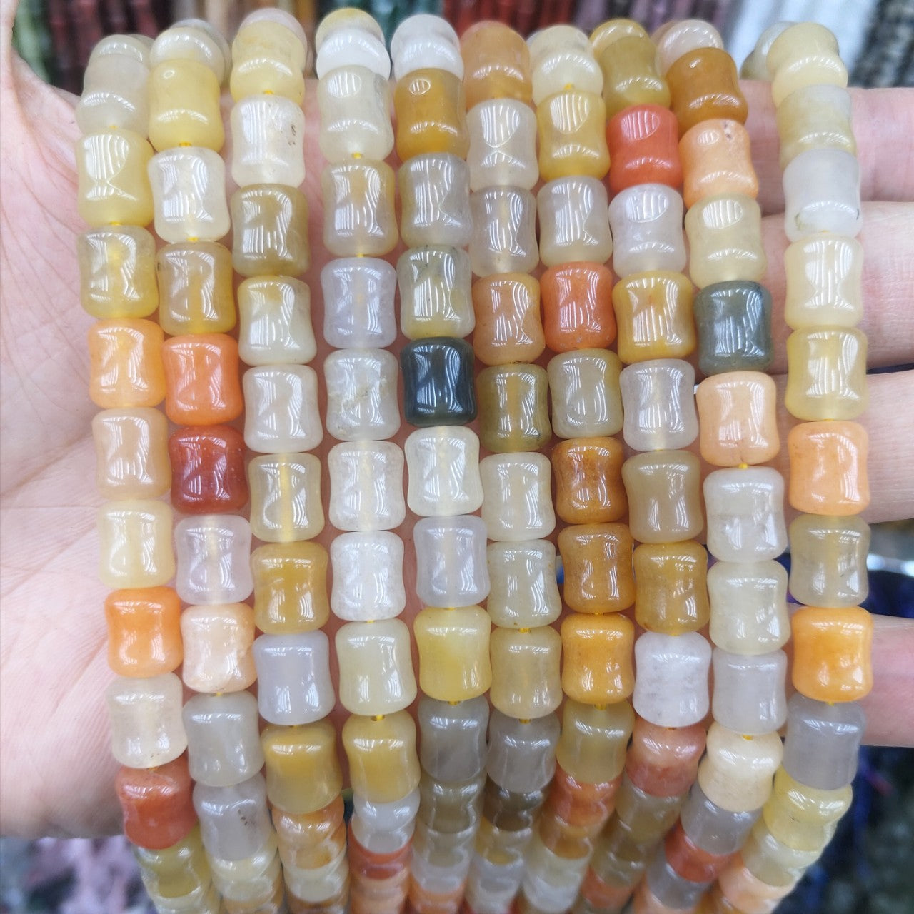 Natural Xinjiang Golden Silk Jade Bamboo Loose Beads Spacer Beads DIY Beaded Hairpin Necklace Bracelet Jewelry Accessories Wholesale