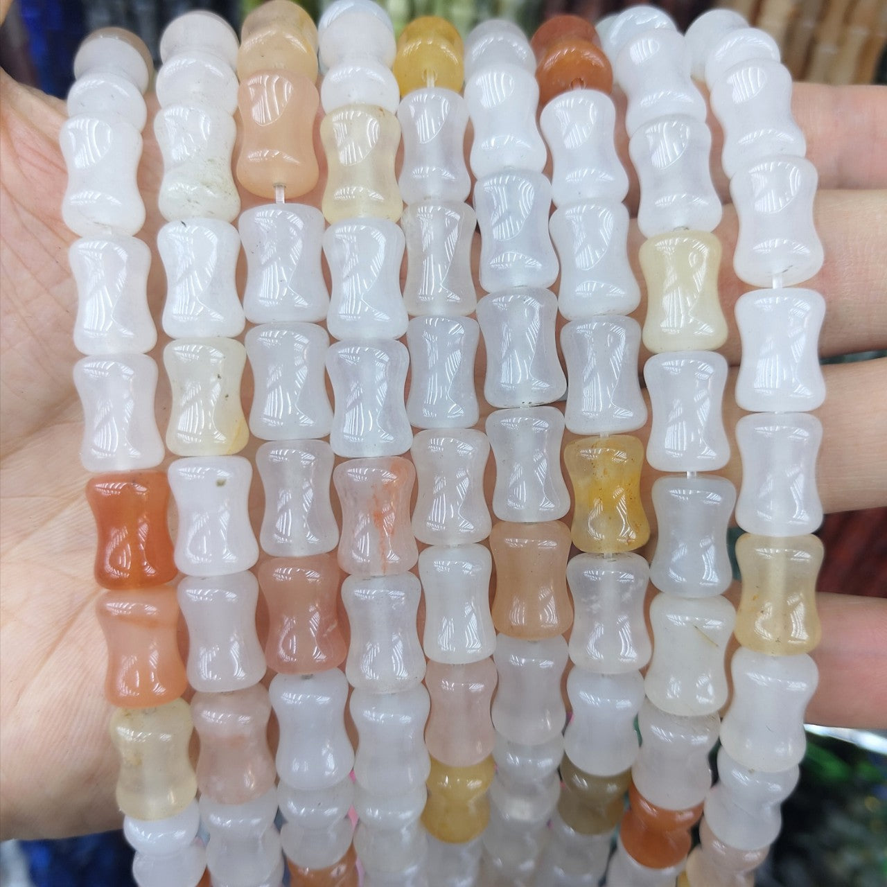 Natural Xinjiang Golden Silk Jade Bamboo Loose Beads Spacer Beads DIY Beaded Hairpin Necklace Bracelet Jewelry Accessories Wholesale