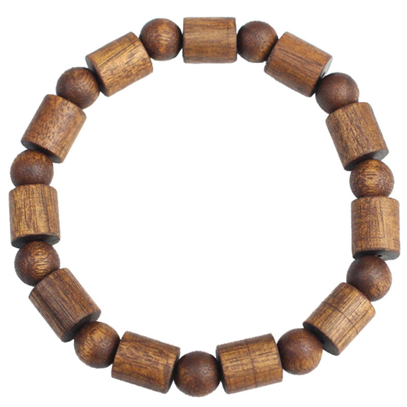 Factory wholesale black Qinan agarwood bracelets old medicine incense barrel beads double treasure bead bracelet wooden text play Buddha beads for men and women