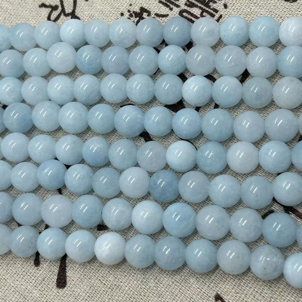 Natural Jade Grade A optimized light sea blue treasure round beads DIY bracelet necklace jewelry semi-finished loose beads accessories wholesale