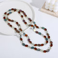 Personalized Simple Color Square Crystal Beaded Long Necklace Women's Retro Handmade Multi-layer Sweater Chain European and American New