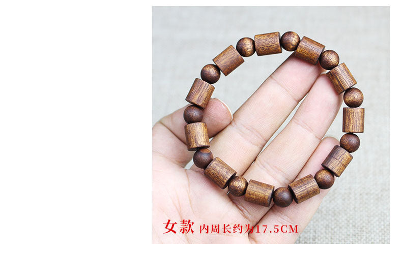 Factory wholesale black Qinan agarwood bracelets old medicine incense barrel beads double treasure bead bracelet wooden text play Buddha beads for men and women