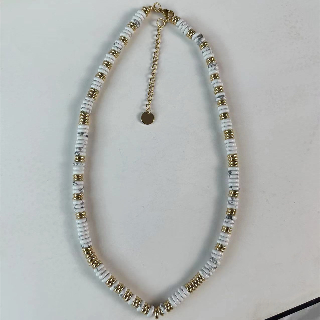 Niche natural semi-precious stone color Frisbee necklace handmade beaded vintage temperament clavicle chain high multi-color optional