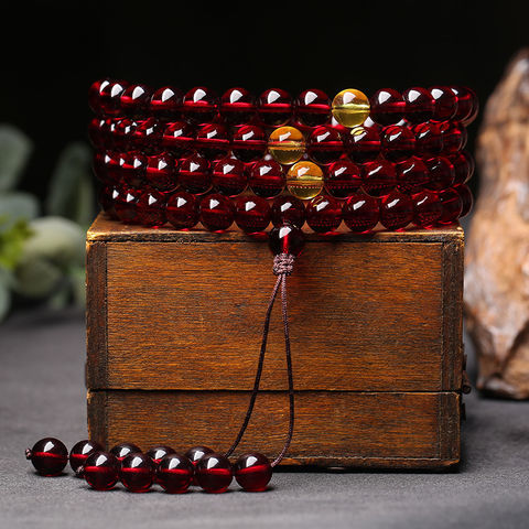 Myanmar Blood Pearl 108 beads beeswax bracelets for men and women Amber multi-ring bracelet necklace water purification beads