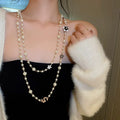 Light Luxury and High-End Multi-Layered Pearl Sweater Chain, Feminine, Simple, Long Autumn and Winter Necklace, Alloy Accessories, Jewelry
