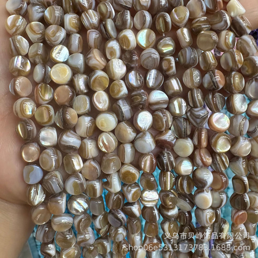 Natural Cow Tendon Shell Beads Round Tube Beads DIY Jewelry with Necklace Penguin Shell Oil Flower Shell Beads Bracelet Wholesale