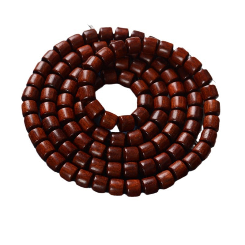 Zambia Small-Leaf Rosewood Blood Sandalwood Barrel Beads Bracelet Sweater Chain Unisex Buddhist Prayer Beads High-Density Old Material Cultural Goods Wholesale