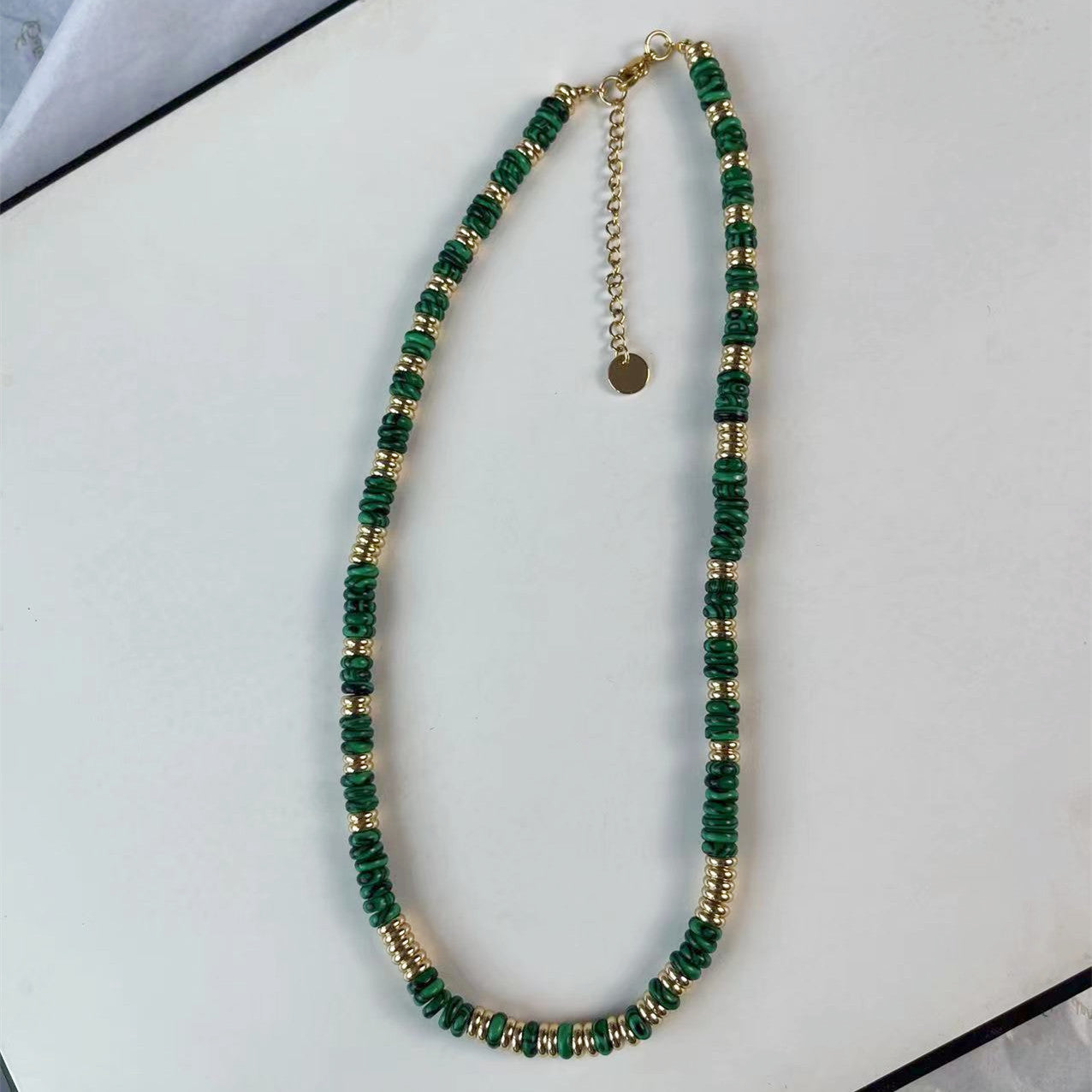 Niche natural semi-precious stone color Frisbee necklace handmade beaded vintage temperament clavicle chain high multi-color optional