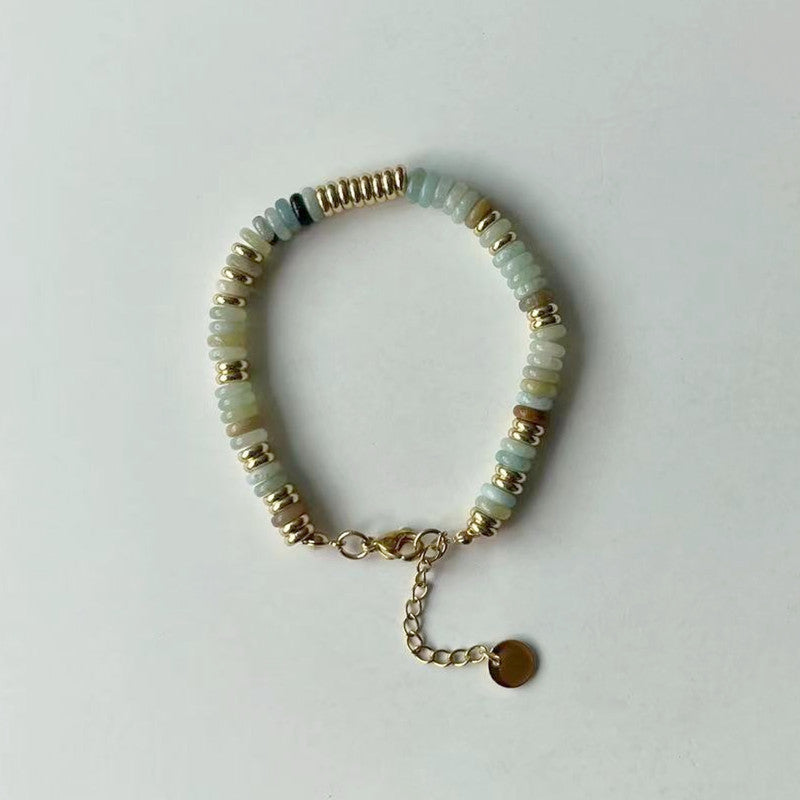 Niche natural semi-precious stone color Frisbee necklace handmade beaded vintage temperament clavicle chain high multi-color optional