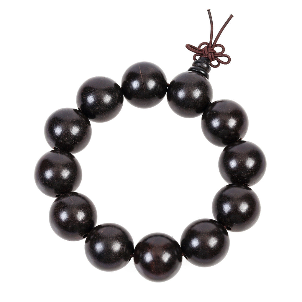 Natural Ebony Sour Branches Big Buddha Beads Round Beads Bracelet New Chinese Style Sandalwood Artistic Jewelry Bracelet for Men and Women