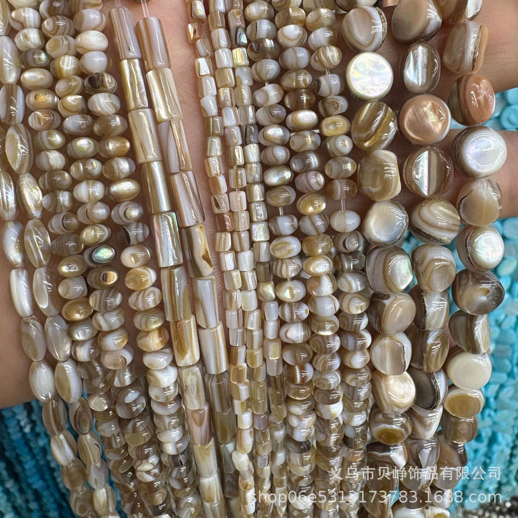 Natural Cow Tendon Shell Beads Round Tube Beads DIY Jewelry with Necklace Penguin Shell Oil Flower Shell Beads Bracelet Wholesale