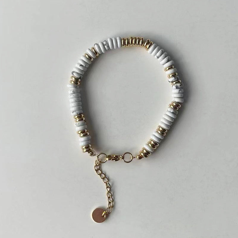 Niche natural semi-precious stone color Frisbee necklace handmade beaded vintage temperament clavicle chain high multi-color optional