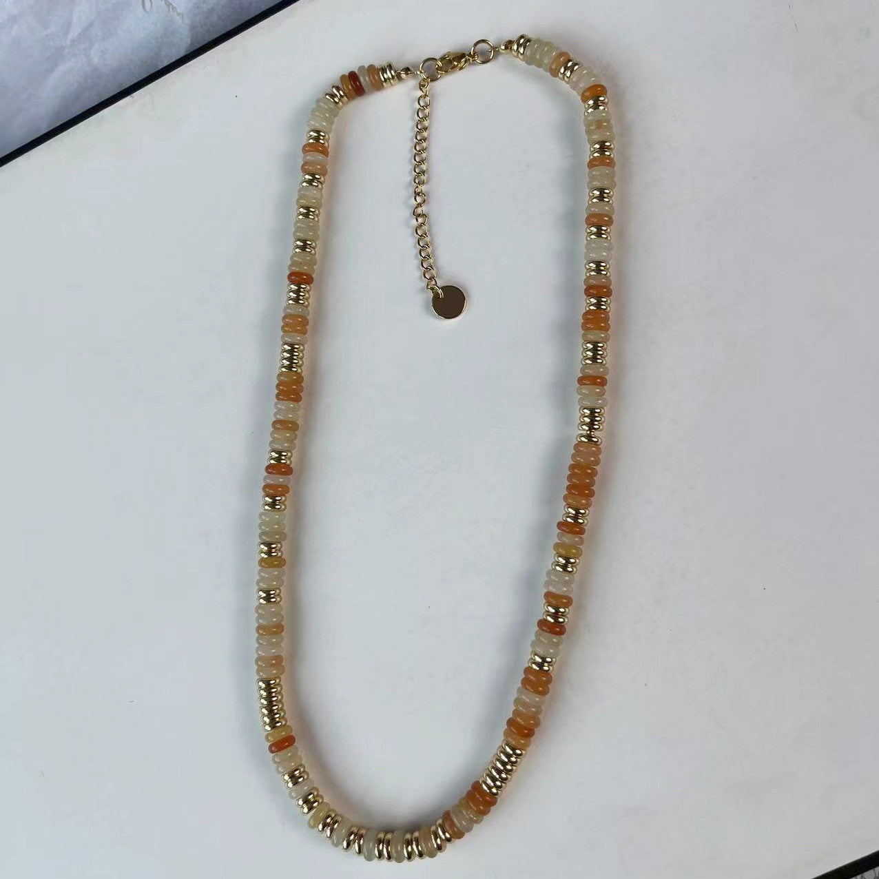 Niche natural semi-precious stone color Frisbee necklace handmade beaded vintage temperament clavicle chain high multi-color optional