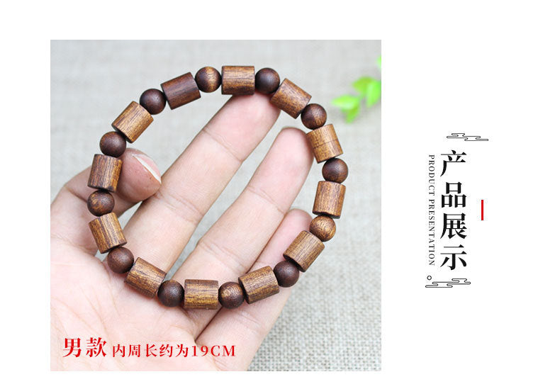 Factory wholesale black Qinan agarwood bracelets old medicine incense barrel beads double treasure bead bracelet wooden text play Buddha beads for men and women