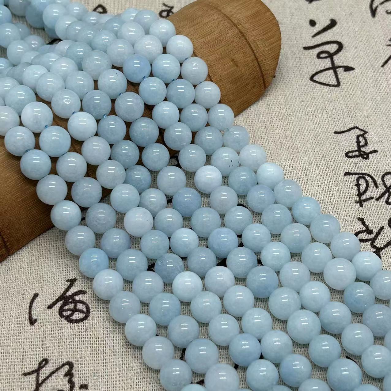 Natural Jade Grade A optimized light sea blue treasure round beads DIY bracelet necklace jewelry semi-finished loose beads accessories wholesale