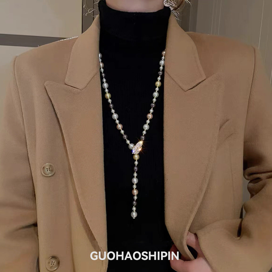 Light Luxury and High-End Multi-Layered Pearl Sweater Chain, Feminine, Simple, Long Autumn and Winter Necklace, Alloy Accessories, Jewelry