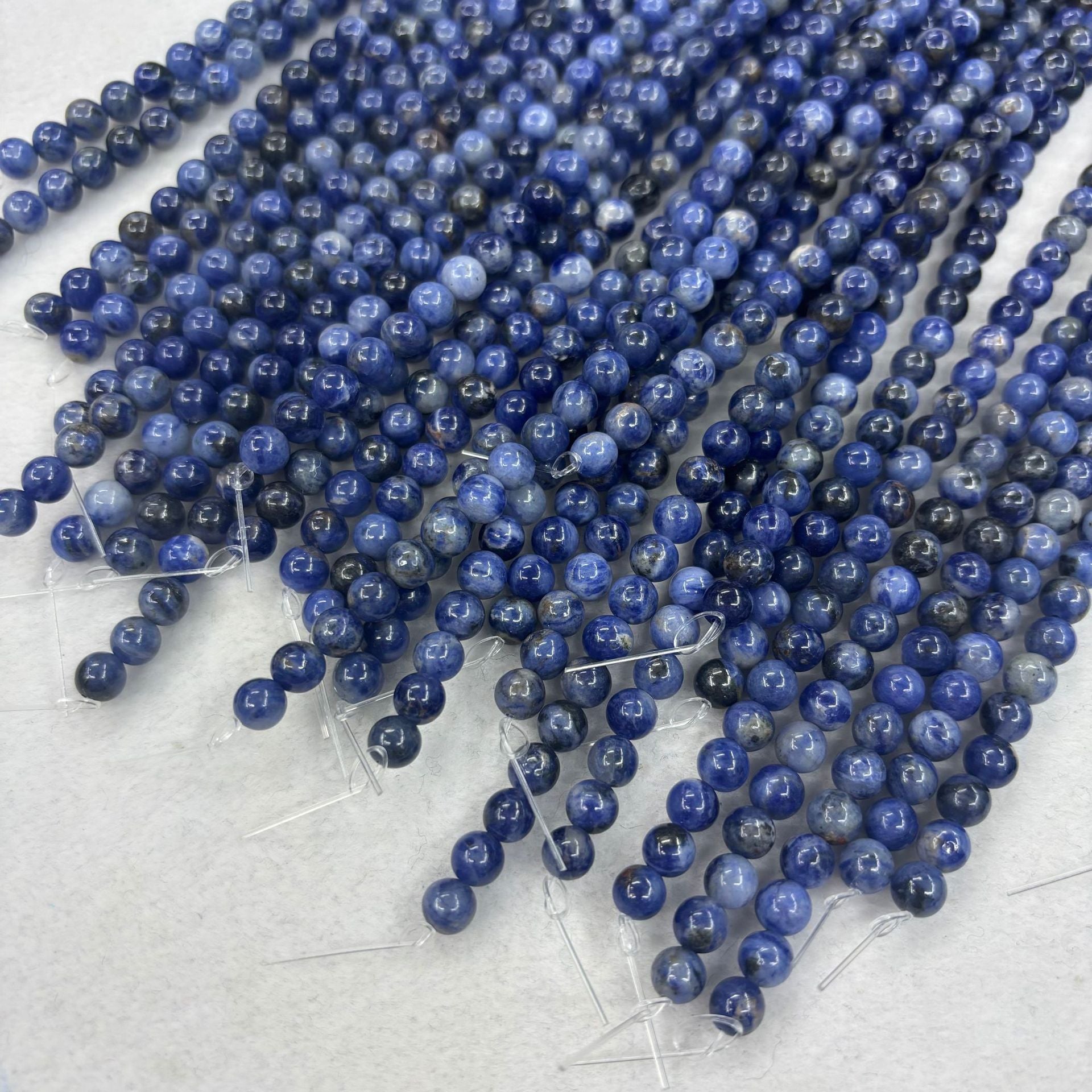 Natural stone loose beads blue grain round beads original handmade DIY jewelry bracelet necklace with beads beaded material semi-finished products