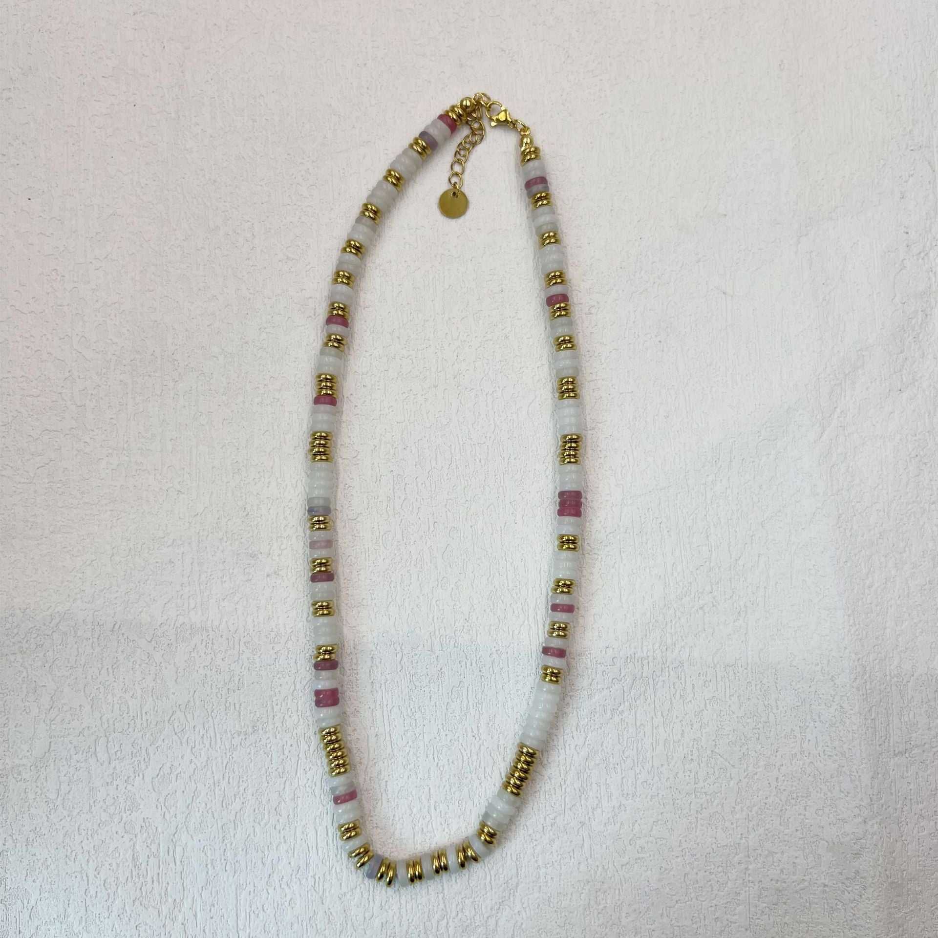 Niche natural semi-precious stone color Frisbee necklace handmade beaded vintage temperament clavicle chain high multi-color optional