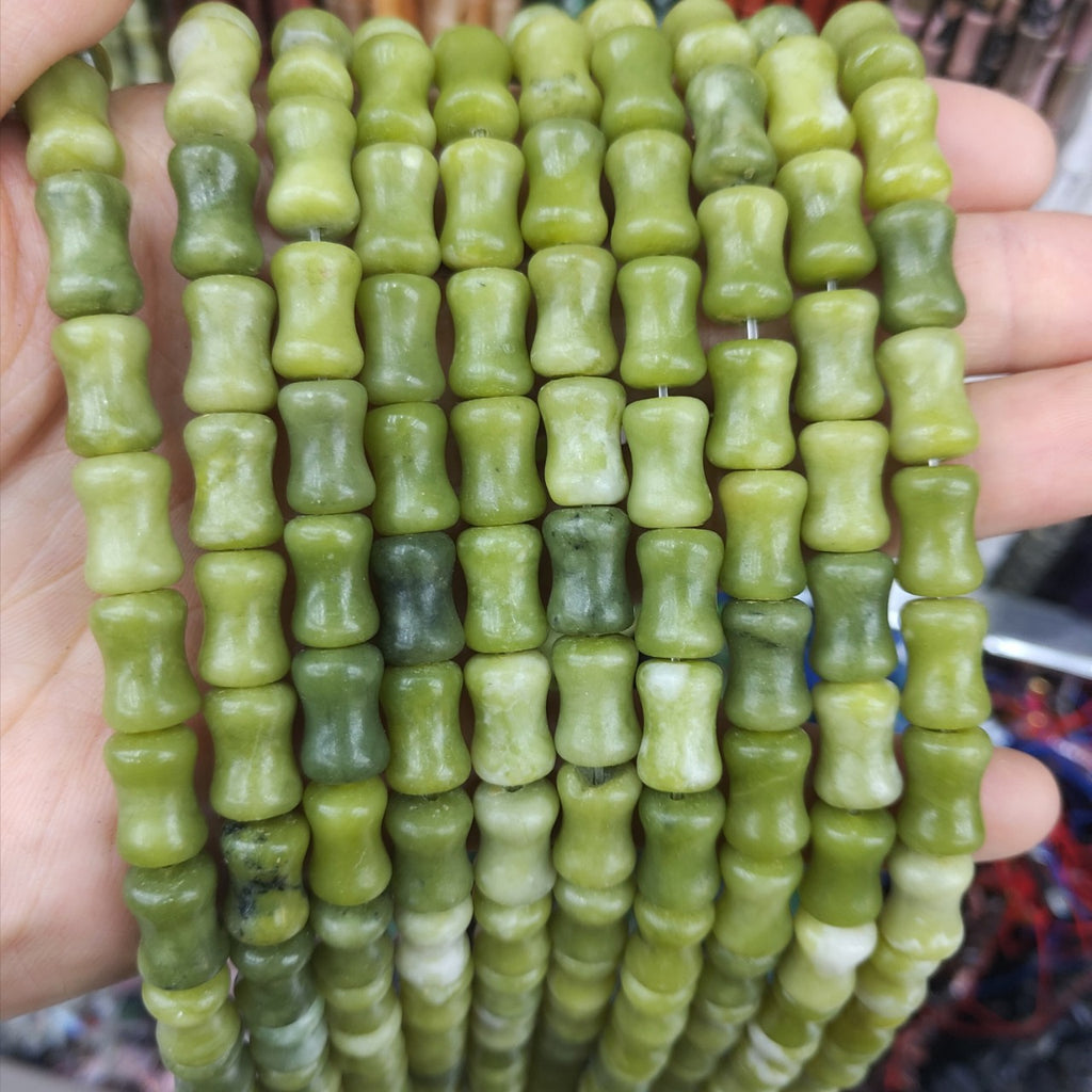 Natural Xinjiang Golden Silk Jade Bamboo Loose Beads Spacer Beads DIY Beaded Hairpin Necklace Bracelet Jewelry Accessories Wholesale