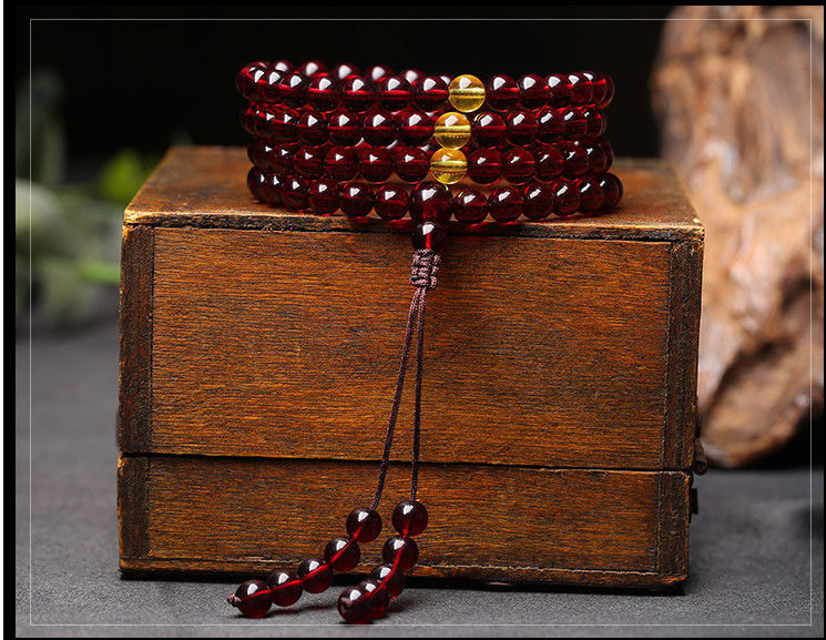 Myanmar Blood Pearl 108 beads beeswax bracelets for men and women Amber multi-ring bracelet necklace water purification beads