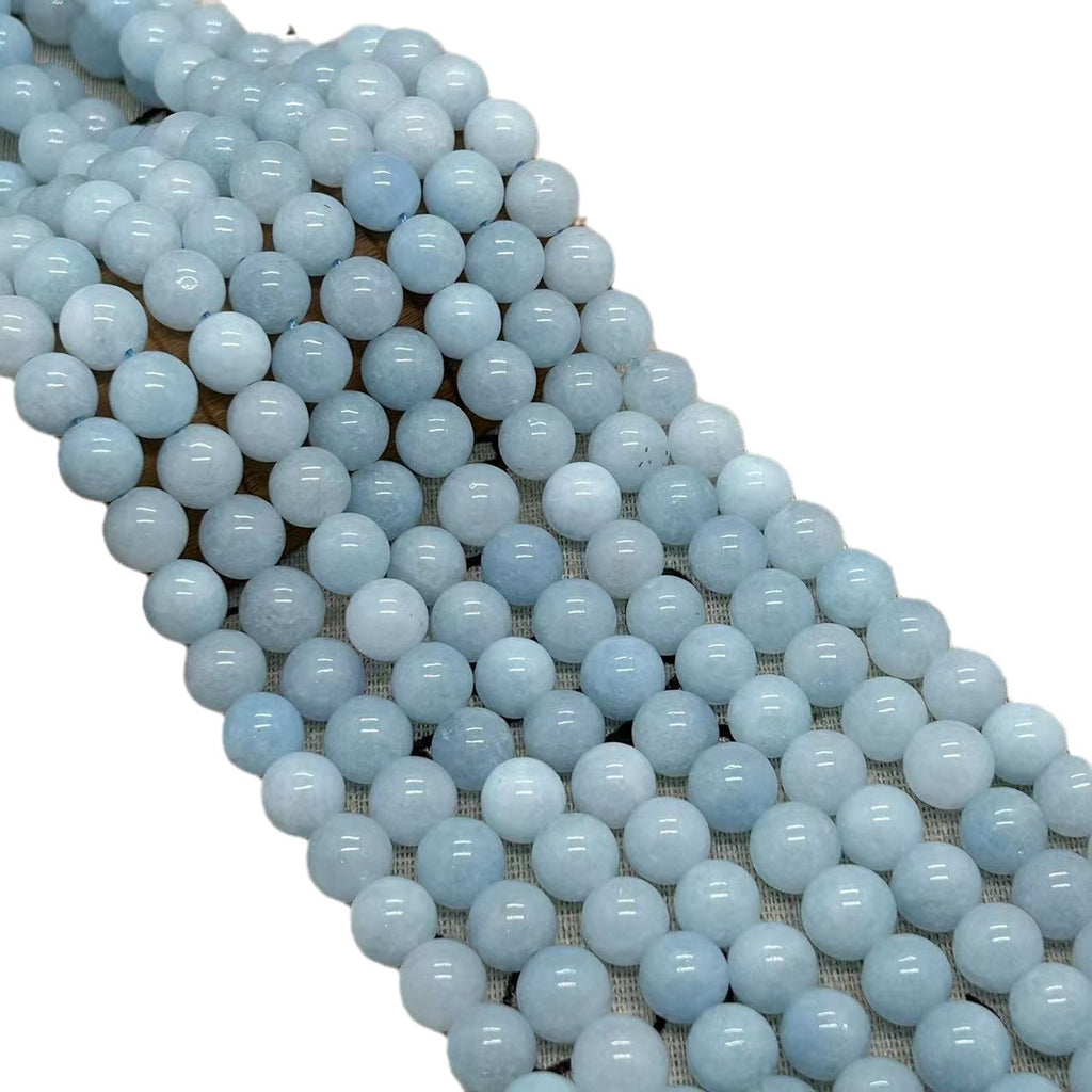 Natural Jade Grade A optimized light sea blue treasure round beads DIY bracelet necklace jewelry semi-finished loose beads accessories wholesale