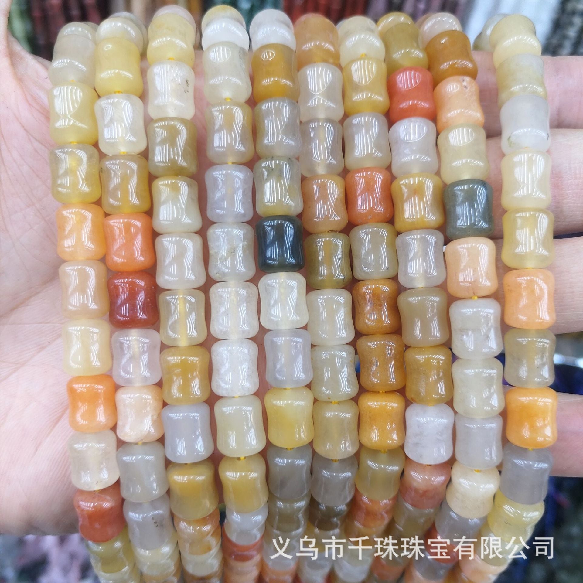 Natural Xinjiang Golden Silk Jade Bamboo Loose Beads Spacer Beads DIY Beaded Hairpin Necklace Bracelet Jewelry Accessories Wholesale