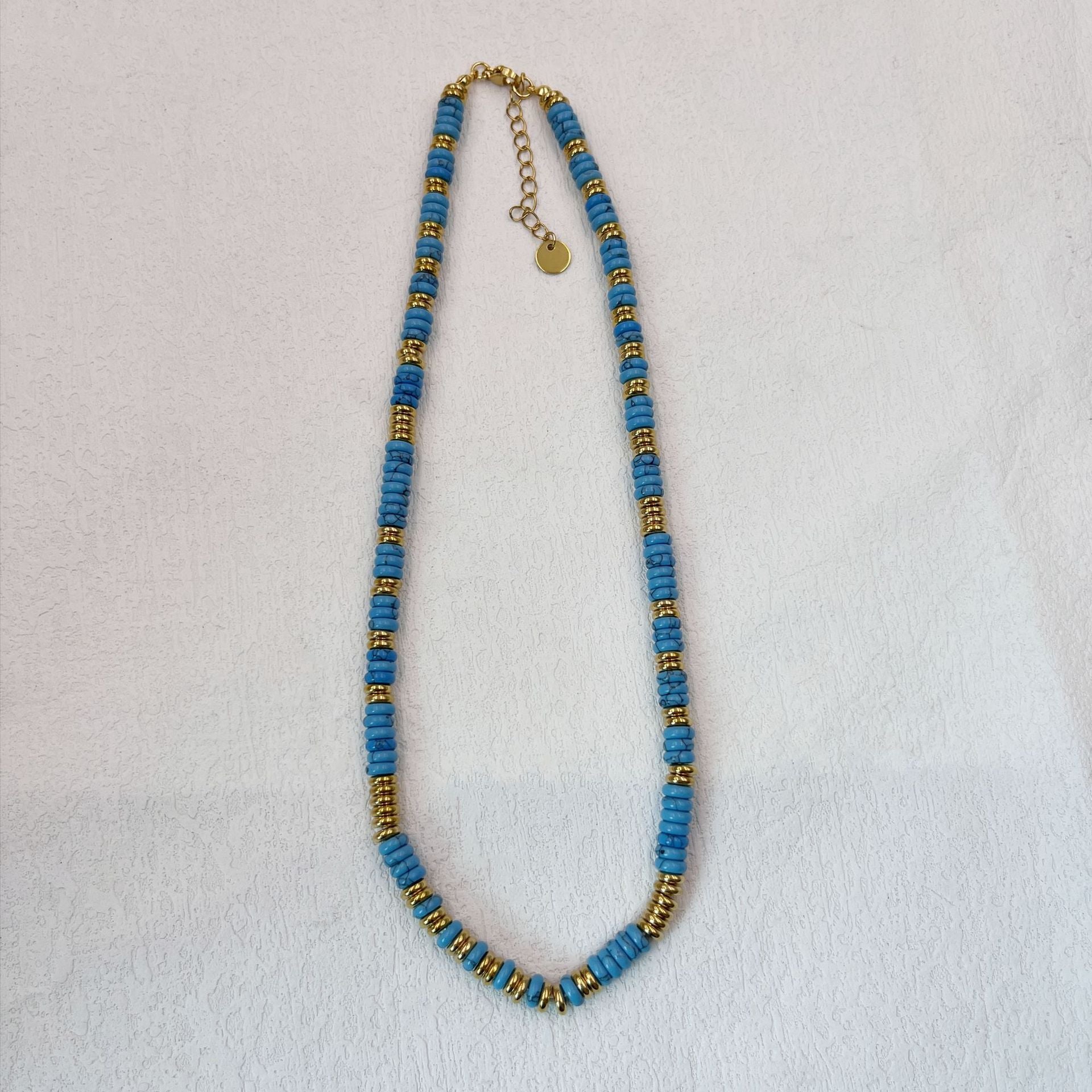 Niche natural semi-precious stone color Frisbee necklace handmade beaded vintage temperament clavicle chain high multi-color optional
