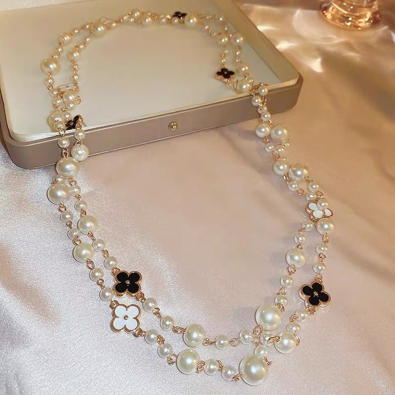 Light Luxury and High-End Multi-Layered Pearl Sweater Chain, Feminine, Simple, Long Autumn and Winter Necklace, Alloy Accessories, Jewelry