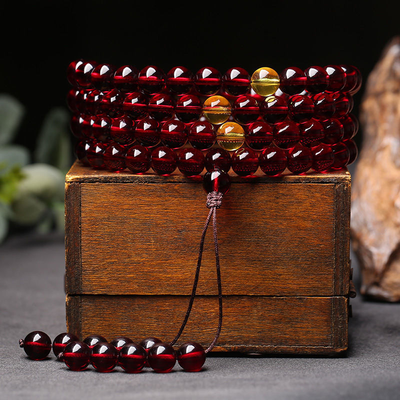 Myanmar Blood Pearl 108 beads beeswax bracelets for men and women Amber multi-ring bracelet necklace water purification beads