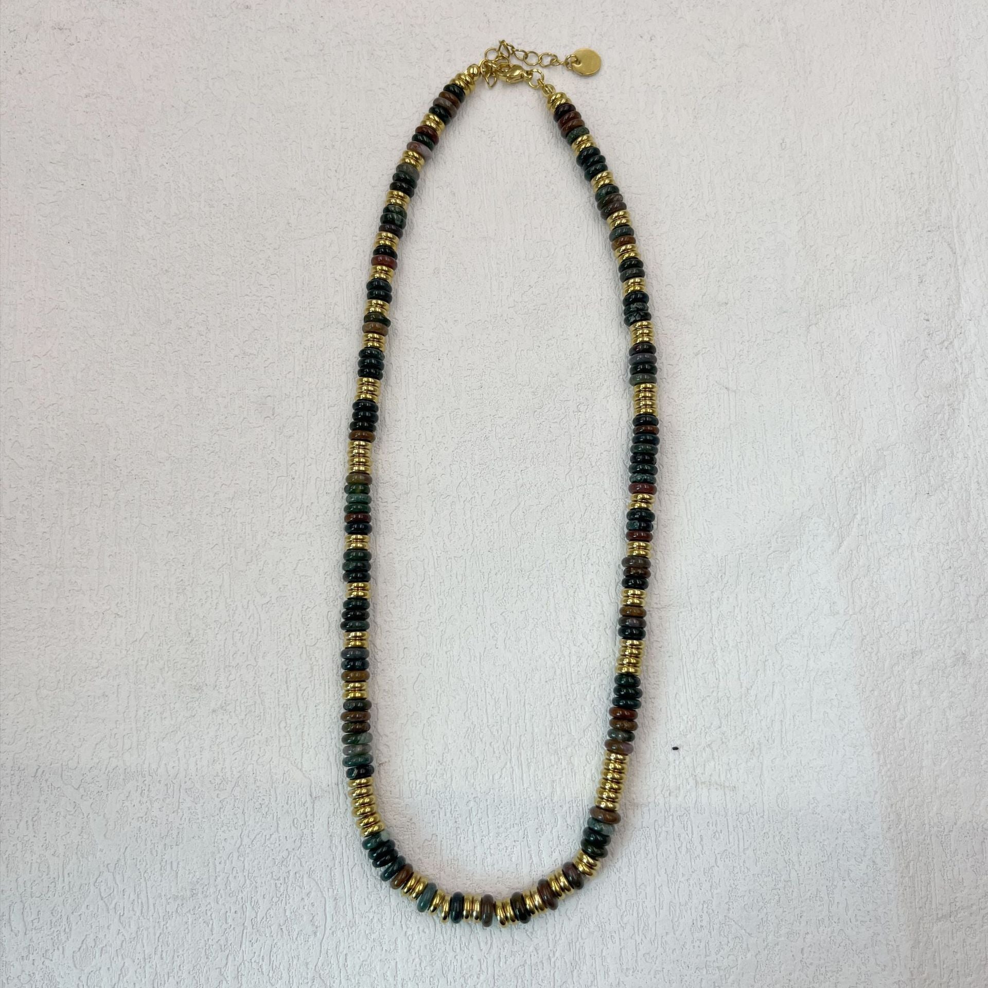 Niche natural semi-precious stone color Frisbee necklace handmade beaded vintage temperament clavicle chain high multi-color optional